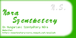 nora szentpetery business card