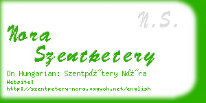 nora szentpetery business card